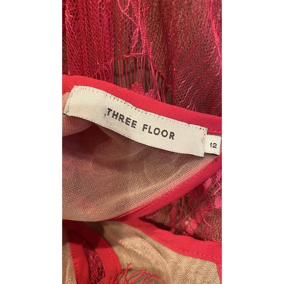 Three Floor Mini Dress Hot Pink Fuschia Lace Open Back Size 12‎ - Picture 8 of 13